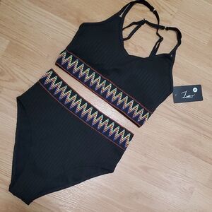 Black Zigzag Pattern Bikini Set